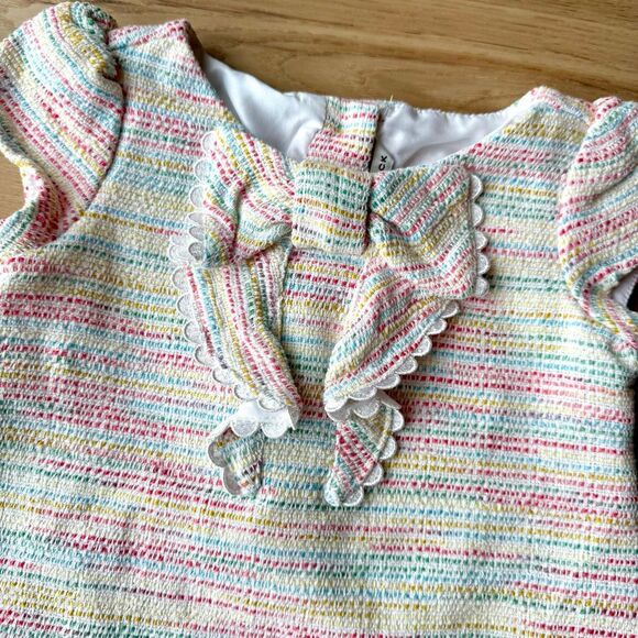 Janie & Jack Toddler Girl’s Colorful Bow Boucle Tweed Shift Dress 2T - Picture 3 of 6